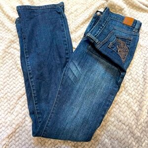 House of Mickey Disney Parks Boot Cut Jeans Dark Wash Embroidered Pockets size 6